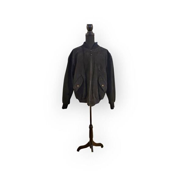 Foxrun Other - Vintage Foxrun Bomber Suede Jacket front pockets snap buttons in Black Size Larg